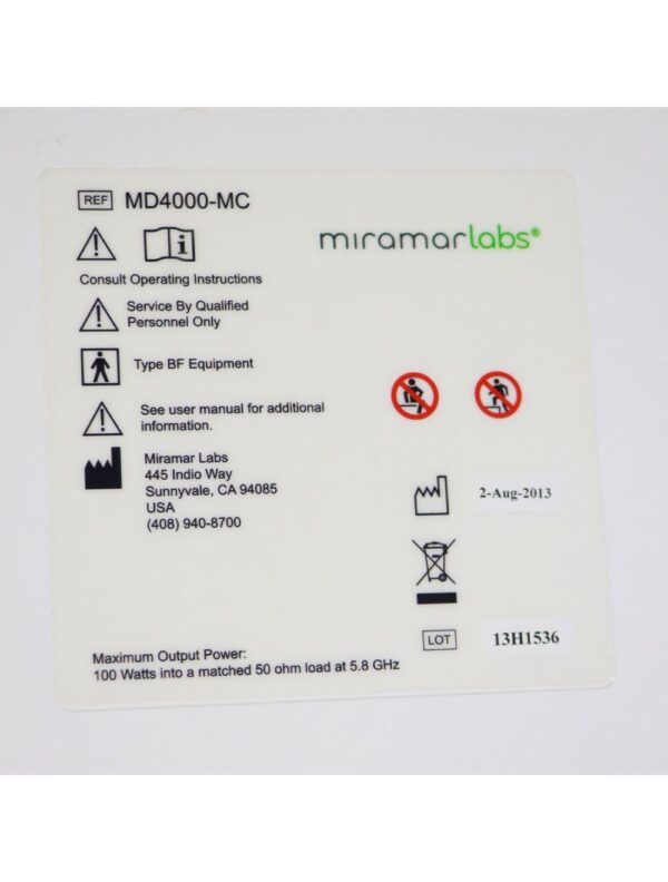 2013 Miramarlabs MiraDry MD4000-MC Sweat Odor Reduction Treatment System