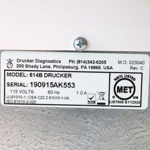 Drucker Diagnostics 614B Fixed Angle Single-speed Centrifuge