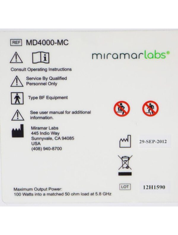 2012 Miramarlabs MiraDry MD4000-MC Sweat Odor Reduction Treatment System