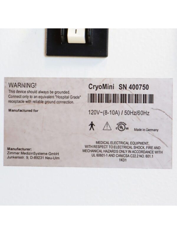 2010 Zimmer Cryo Mini Chiller Compact Epidermal Skin Cooling System CryoMini