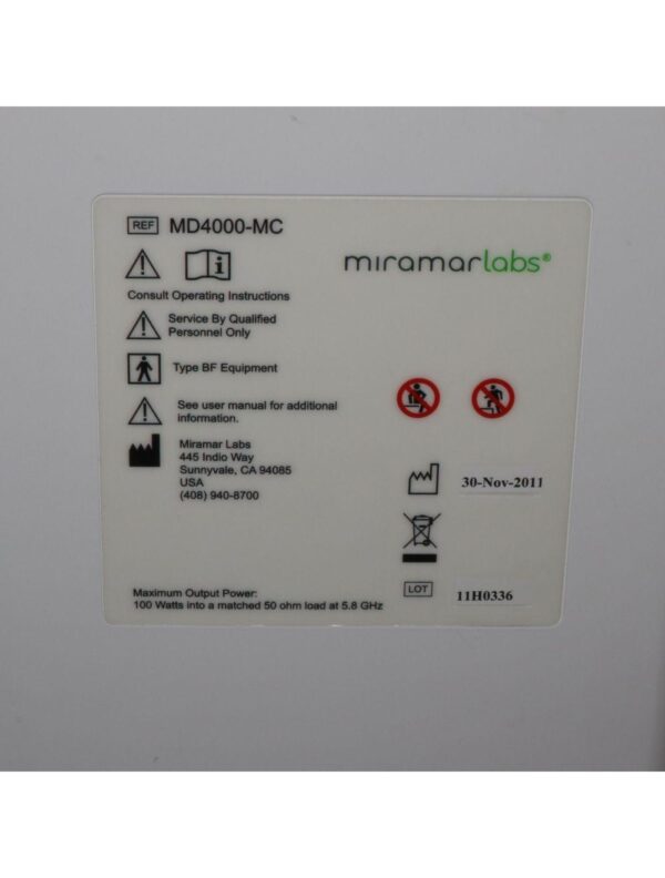 2011 MiraMar MiraDry Hyperhidrosis Mira Dry Under Arm Sweat Microwave MD4000-MC