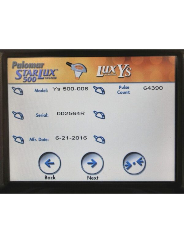 Palomar Starlux 500 Lux YS IPL Hair Removal Handpiece 5520-YS06R LuxYS 2016