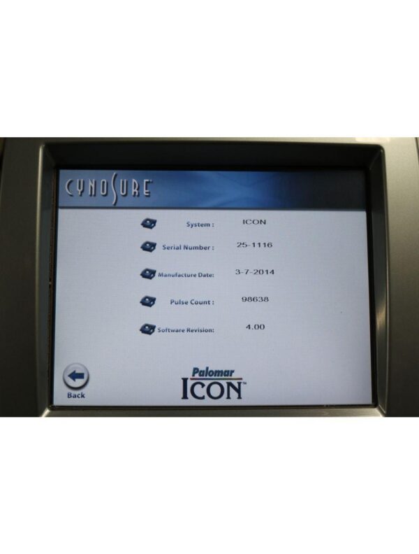 2014 Palomar Cynosure Icon Laser IPL 1 HP Max G Pigmented Lesions MaxG 50K Pulse