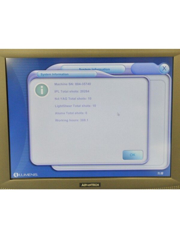 2005 Lumenis Lume1 IPL LumeOne Lume One Hair Removal Skin Veins w/IPL Handpiece