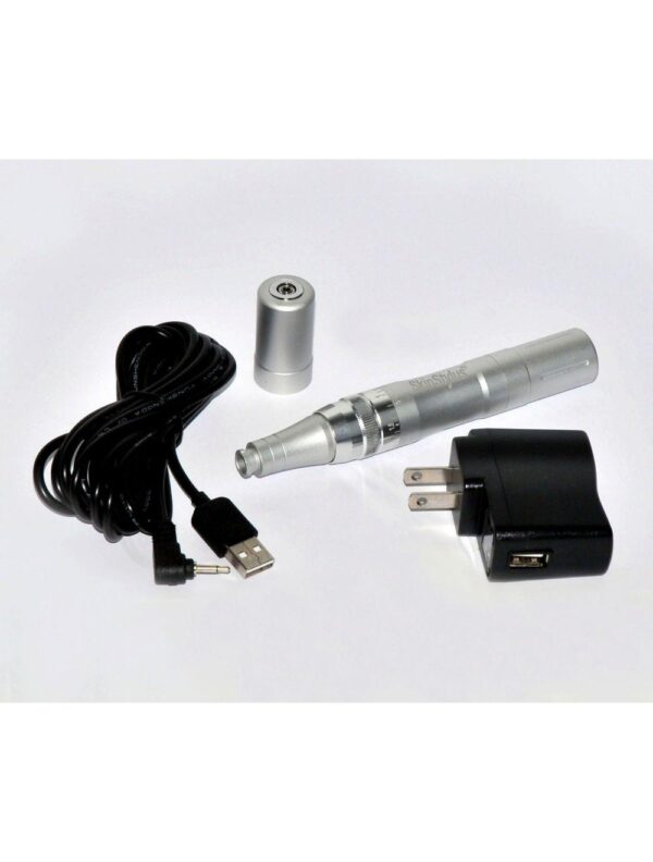 SkinStylus Microneedling Silver Pen & Battery & Charger Set 4-Pin Contact Type