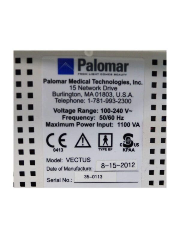 2012 Palomar Vectus 810nm Diode Laser Device System Cynosure Parts Unit