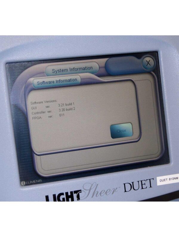 2007 Lumenis LightSheer Duet Laser System 810nm Diode HS and ET Hair Removal