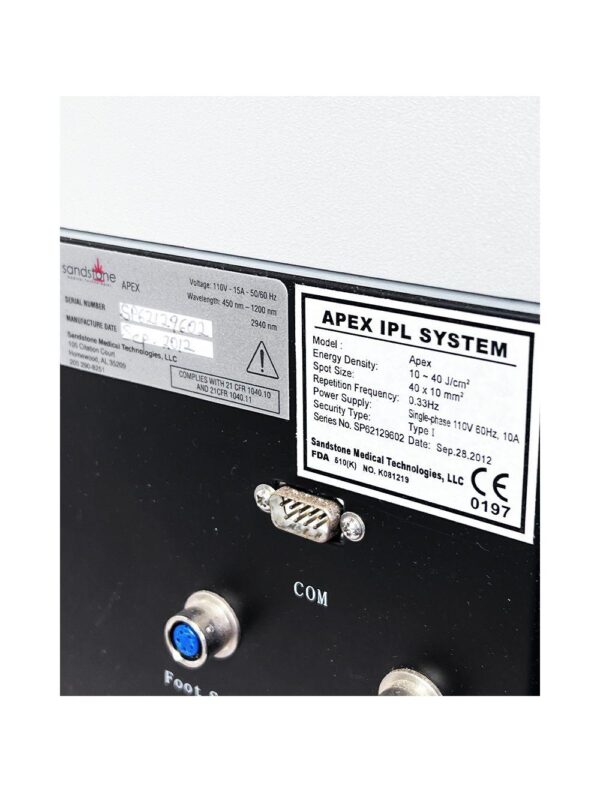 2012 Ellman Sandstone Apex HR VR Hair Acne Vascular IPL Laser System