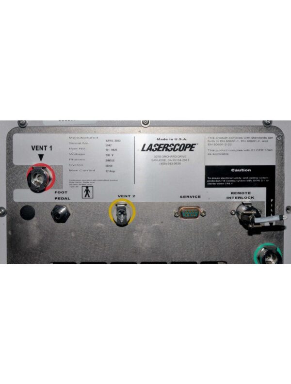 2003 Laserscope Lyra i Nd:YAG Laser Hair Removal Skin Rejuvenation w/5mm Spot