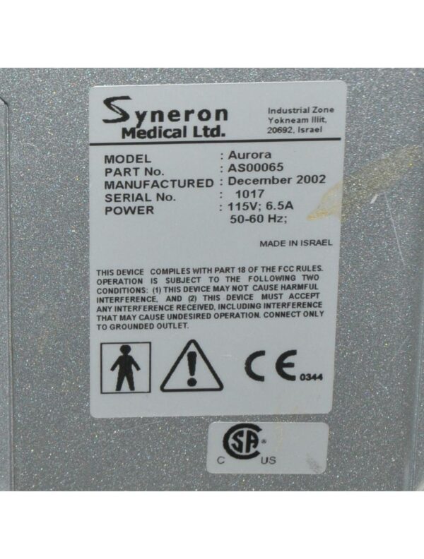 2002 Syneron Aurora ELOS RF IPL DS Hair Removal SR Skin Tightening AS00065 HR