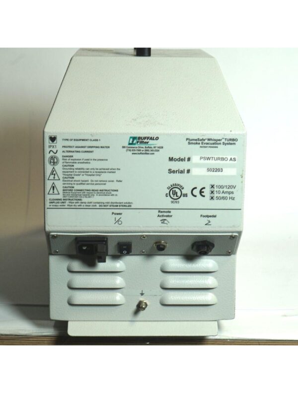Buffalo Filter Whisper PSWTURBO PlumeSafe Smoke Evacuation Suction PSW Turbo AS