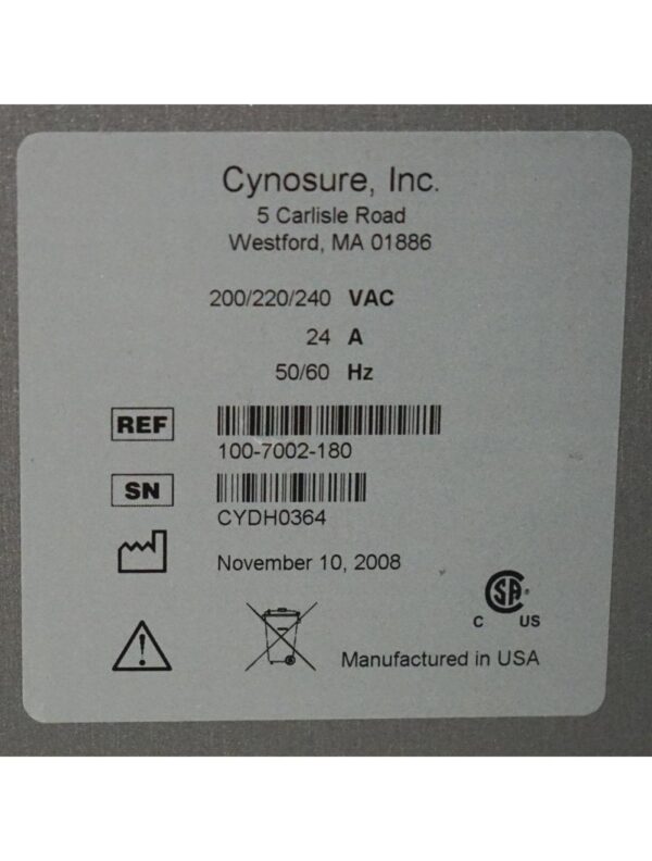 2008 Cynosure Cynergy MPX Laser Nd YAG 585 1064 nm Pulsed Dye Vascular Lesions