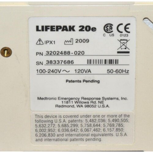 Medtronic LIFEPAK 20e Defibrillator Monitor Portable APEX Sternum Paddle Printer