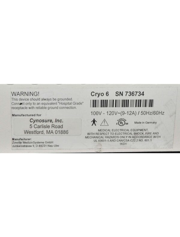 ZIMMER Cryo6 Chiller Skin Cooler IPL Laser Treatment Cryo 6 Medizin Cynosure