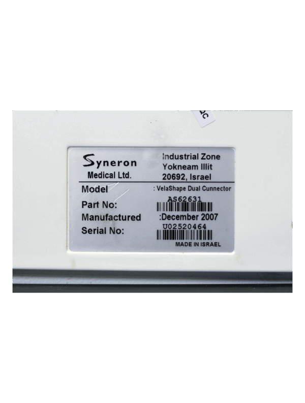 Syneron VelaShape Dual Connector 2007 - 2 HandPcs Cellulite Bod111