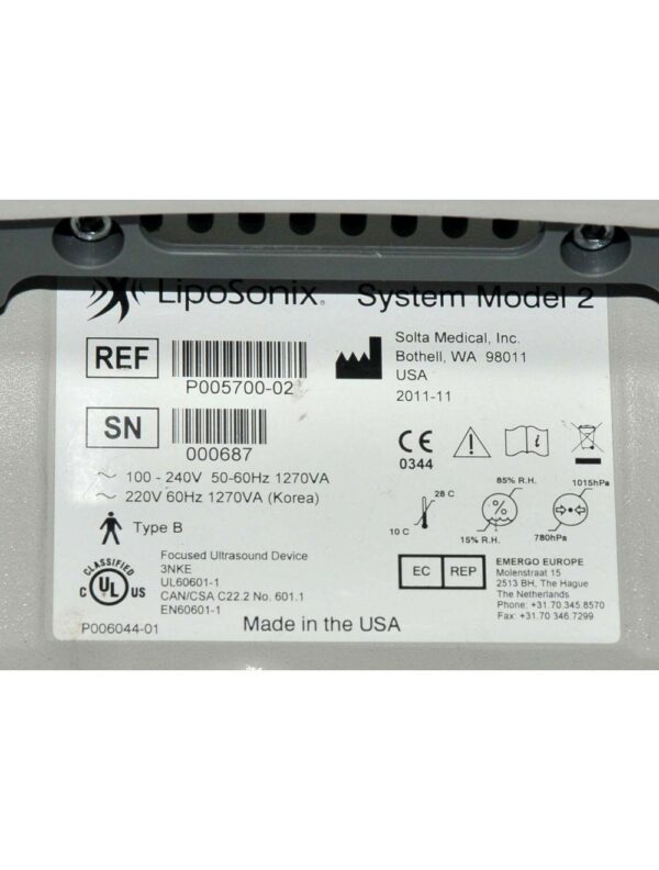 Solta Medical 2012 LIPOSONIX System Model 2 Focused Ultrasound Device
