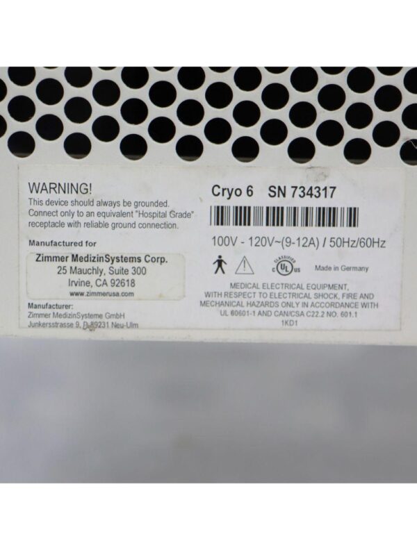Zimmer Cryo 6 Chiller Cold Air Therapy Spot Cooling Treatment Cryo w/Mast Hose