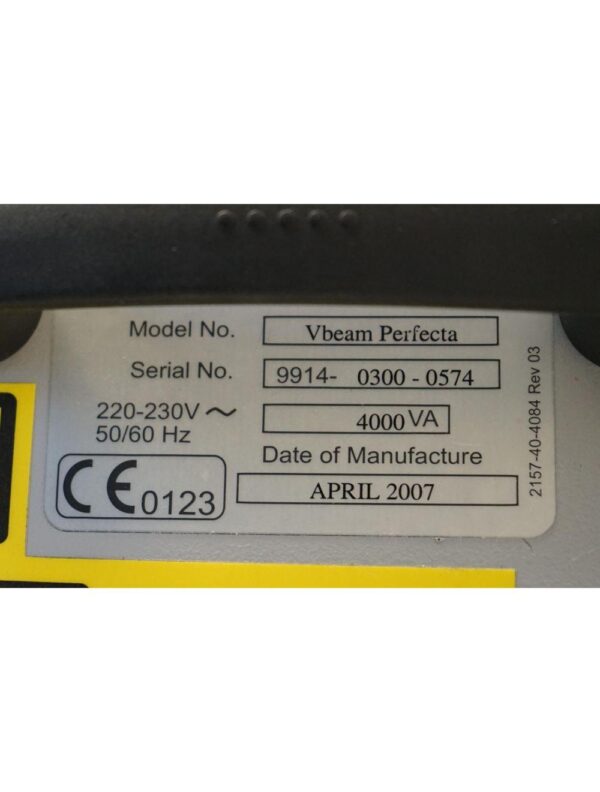 2007 Candela VBeam Perfecta Pulsed Laser Vascular Acne Vein 595 nm V Beam