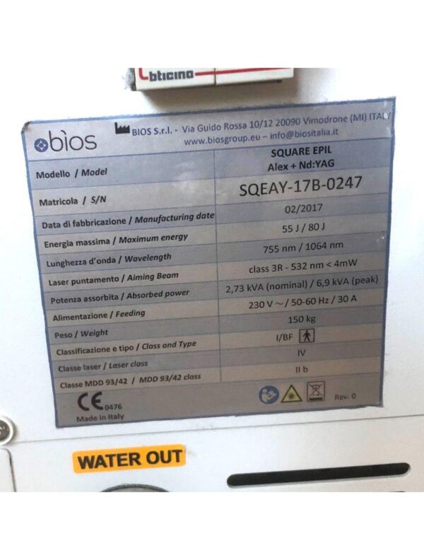 2017 Bios Square Epil Alex Nd YAG Laser Hair Removal Alexandrite 755 1064 nm