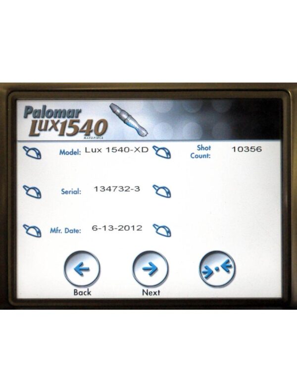 2012 Cynosure Lux 1540 XD Fractional Handpiece Palomar 10mm 15mm Spot Hand Piece