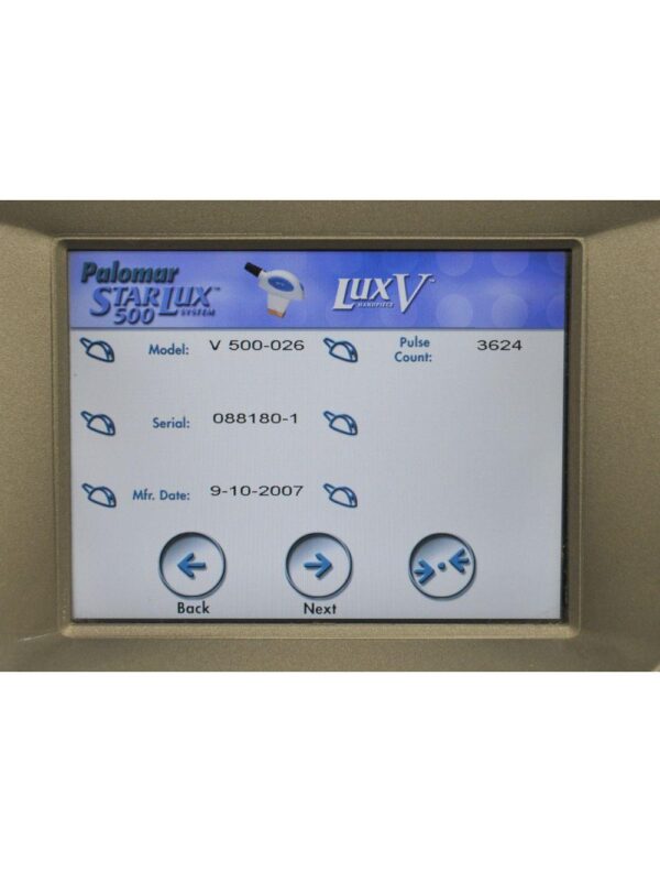 2007 Palomar StarLux 500 LuxV Lux System V HandPiece LASER Cynosure Low Shots