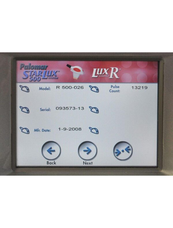 2008 Palomar StarLux 500 Lux R Handpiece LuxR Hand Piece Cynosure Star Lux