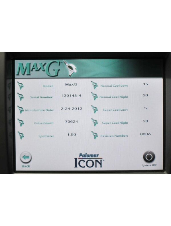 2012 Palomar MaxG Hand Piece ICON Laser Max G IPL Handpiece Vascular Lesions