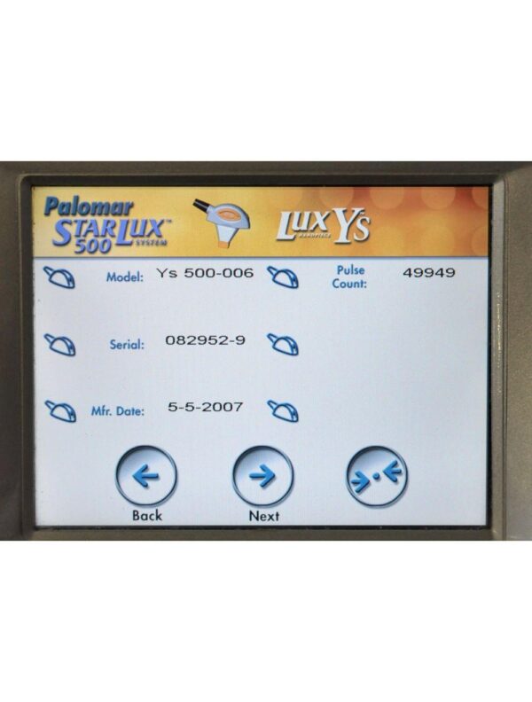 2007 Palomar StarLux 500 Laser System LuxYs Handpiece Lux Ys Hand Piece Cynosure