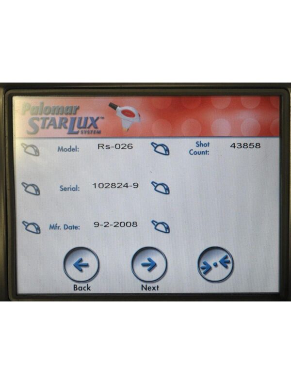 Palomar StarLux System LuxRs 300 500 Lux System Rs IPL Handpiece Cynosure - 2008