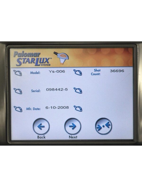 2008 Cynosure StarLux 300 500 Lux Laser System LuxYs Handpiece Palomar Ys Yellow
