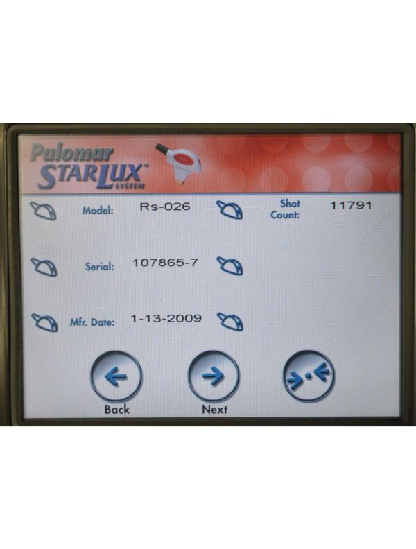 2009 Palomar StarLux System LuxRs 300 500 Lux System Rs IPL Handpiece Cynosure