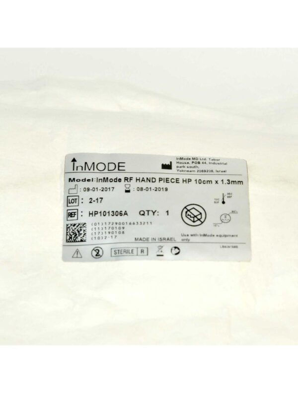 Inmode RF Handpiece Applicator 10cm x 1.3mm FaceTite HP101306A Face Neck